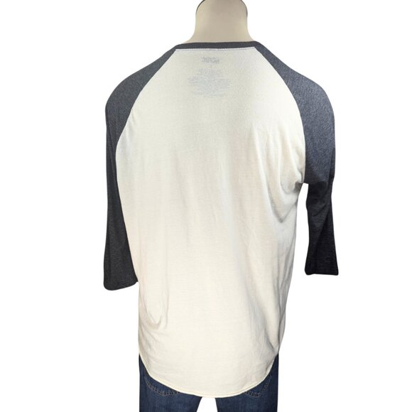 AC/DC Men's Large Cotton Gray & White Raglan T-Shirt - Picture 4 of 10